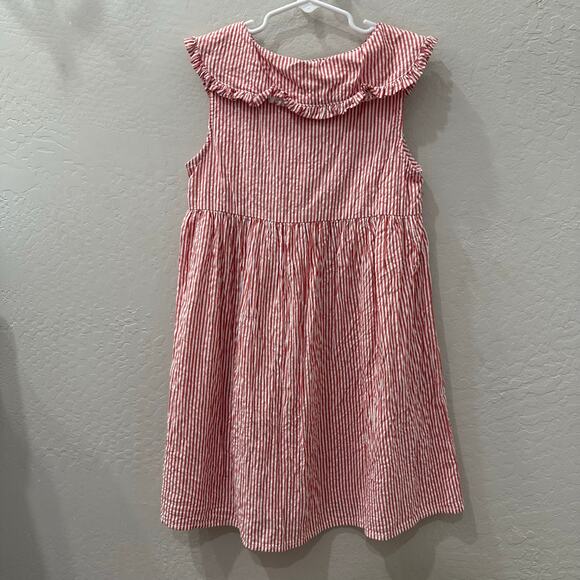 Next Pink Seersucker Stripe Collared Dress - Picture 5 of 7